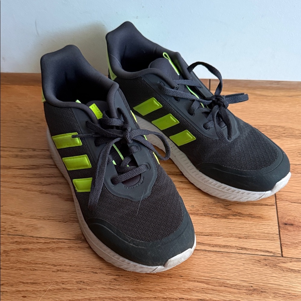 adidas Kids Black and Neon Green Sneakers